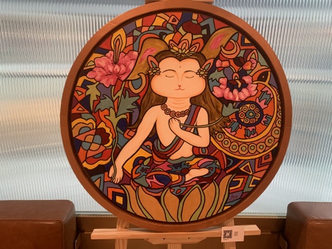 《文殊菩萨》 直径66cm 布面油画
《文殊菩萨》 直径66cm 布面油画