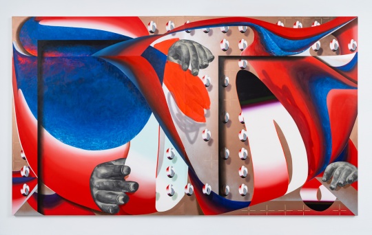 张月薇《Re/定标》 整体:220 × 380 cm;每一联:220 × 190 cm 布面丙烯、油画及喷漆 2021
张月薇《Re/定标》 整体:220 × 380 cm;每一联:220 × 190 cm 布面丙烯、油画及喷漆 2021