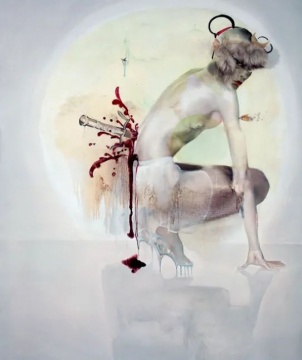 宋琨 《MrXX:凯撒哪咤孙悟空都是她,现已被暗杀》185×147cm 布面油画,水晶树脂,皮毛,蚊子,鱼 2006
宋琨 《MrXX:凯撒哪咤孙悟空都是她,现已被暗杀》185×147cm 布面油画,水晶树脂,皮毛,蚊子,鱼 2006