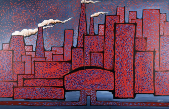 罗旭 《城市蝌蚪》 400×250cm 布面丙烯 2009
