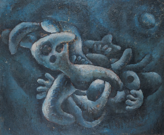 《夜晚的蓝色体积》 82×98cm 纸本油画 1983

 

