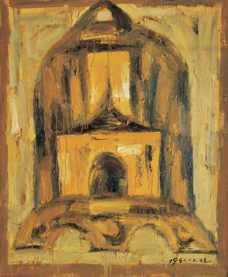 《家长系列·大黄钟》 139×112cm 布面油画 1991

 
