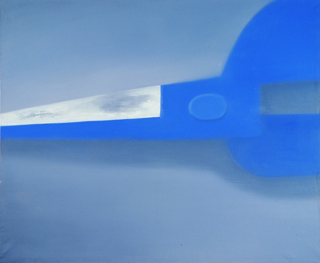 《四分之一蓝色剪刀》 113×138cm 布面油画 2002

 
