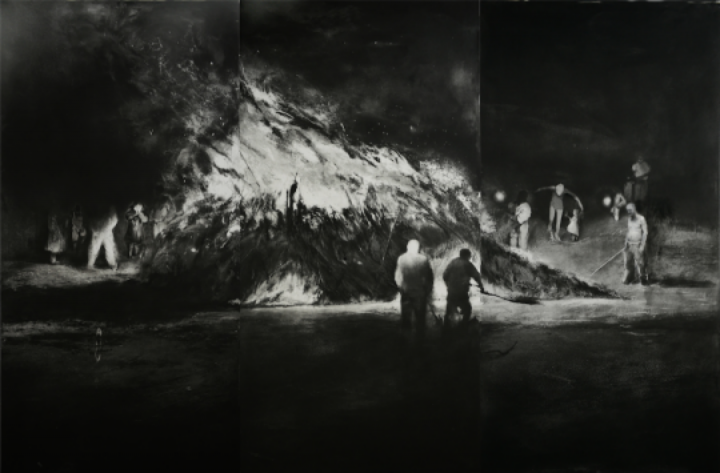 《碎木·杂草和村庄上燃烧的火No.1》 100×150cm 铜版 2014

 
