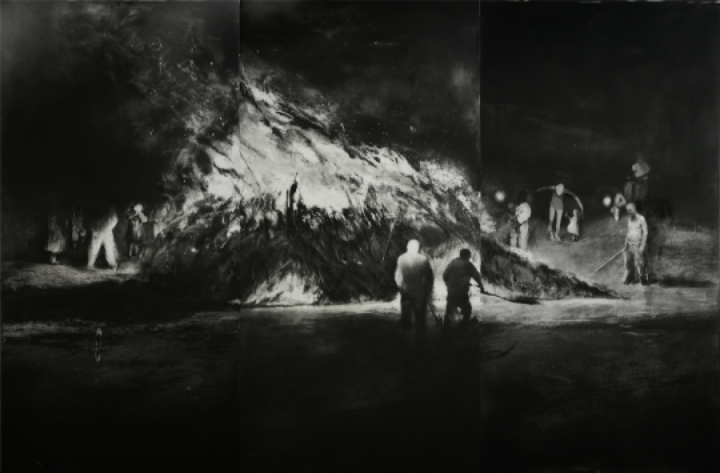 《碎木·杂草和村庄上燃烧的火No.1》 100×150cm 铜版 2014
《碎木·杂草和村庄上燃烧的火No.1》 100×150cm 铜版 2014