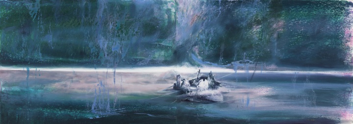 《重生之河 No. 2》 36×102cm 纸本油画棒 2021 《重生之河 No. 2》 36×102cm 纸本油画棒 2021
