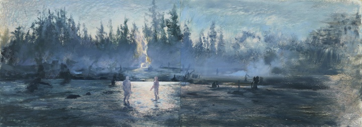 《来自霞光》 36×102cm 纸本油画棒 2021
《来自霞光》 36×102cm 纸本油画棒 2021