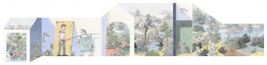 《惊鹊图》 200x880cm 纸本设色 2021
《惊鹊图》 200x880cm 纸本设色 2021