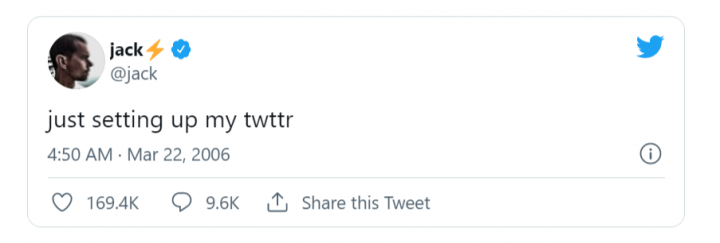 著名社交软件Twitter的CEO杰克·多尔西 (Jack Dorsey) 以超过290万美元的价格出售了他NFT化之后的第一条推文，这条推文最初由Dorsey于2006年3月21日发布。

