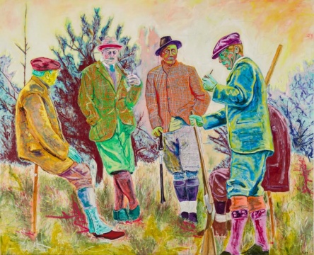 法利·阿吉拉尔 《围猎者》162.6×200.7cm 油画棒、铅笔、亚麻布油画 2021
