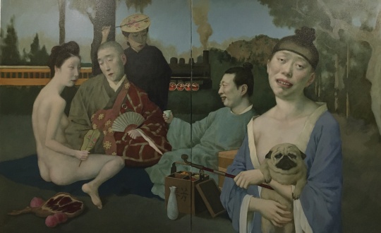 汪翀 《狎妓图》 122×76cm 布面油画 2021
汪翀 《狎妓图》 122×76cm 布面油画 2021