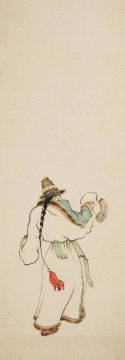 《藏女舞系列之五》80×28cm 纸本水墨设色 1943
《藏女舞系列之五》80×28cm 纸本水墨设色 1943
