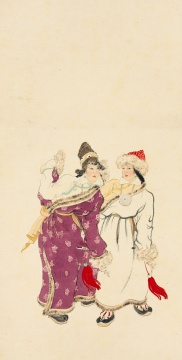 《藏女舞蹈》 80×41cm 纸本水墨设色 1943
《藏女舞蹈》 80×41cm 纸本水墨设色 1943