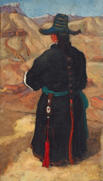 《蒙藏服饰》44×25cm 布面油画 1941
《蒙藏服饰》44×25cm 布面油画 1941