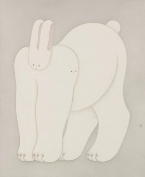 李戬 《白兔》 119×98cm 纸本设色 2021
李戬 《白兔》 119×98cm 纸本设色 2021