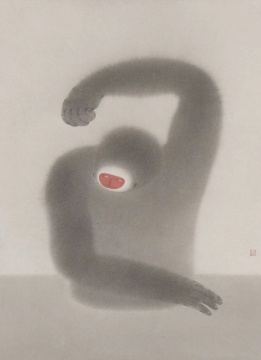 李戬 《半猿》 93×68cm 纸本设色 2020
李戬 《半猿》 93×68cm 纸本设色 2020