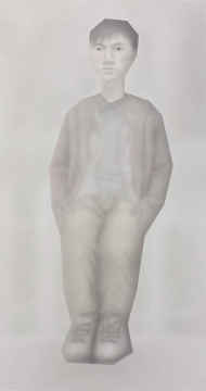 《站立的男青年》 74.5x39.5cm 铝板上纸本石墨 2021
《站立的男青年》 74.5x39.5cm 铝板上纸本石墨 2021