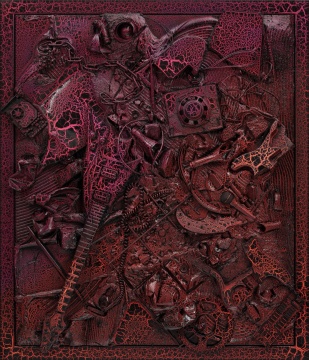 《⽆题(27376)》 148×127×28cm 布⾯混合媒介、钢框、皱纹漆 2008
《⽆题(27376)》 148×127×28cm 布⾯混合媒介、钢框、皱纹漆 2008