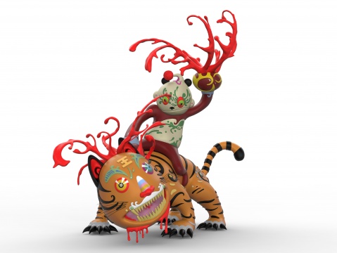 高瑀《打虎》 190×205×142cm 铸铜喷漆手绘 2020 ©艺术家和玉兰堂
高瑀《打虎》 190×205×142cm 铸铜喷漆手绘 2020 ©艺术家和玉兰堂