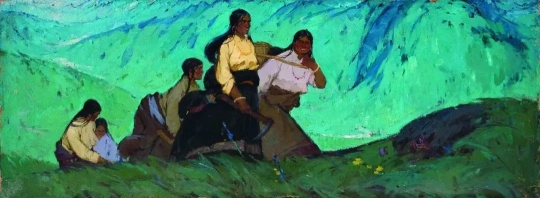高原青春 100cmX270cm 1963 亚麻布油画 马常利 中央美术学院美术馆藏
高原青春 100cmX270cm 1963 亚麻布油画 马常利 中央美术学院美术馆藏
