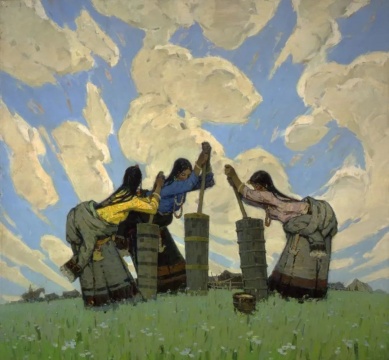 草原上150x162cm 1981 亚麻布油画 马常利 中国美术馆藏
草原上150x162cm 1981 亚麻布油画 马常利 中国美术馆藏