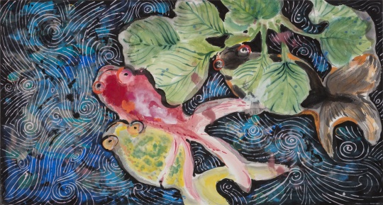 梁缨 《荷动知鱼散》 97×179cm 纸本设色 2018
梁缨 《荷动知鱼散》 97×179cm 纸本设色 2018