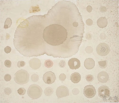 梁铨 《茶的回忆之三》 45×53cm 茶、色、墨、宣纸拼贴 2008
