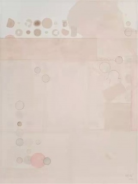 梁铨 《冷泉之三》 122×92cm. 茶、色、墨宣纸拼贴于亚麻布 2013
