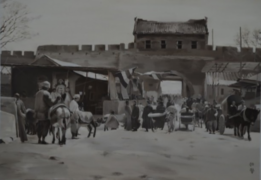 王明贤《失踪的老北京城——北京城门》130×90cm 布面油画 2016
王明贤《失踪的老北京城——北京城门》130×90cm 布面油画 2016
