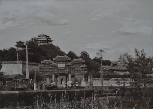 王明贤《失踪的老北京城——景山、大高玄殿及牌楼》130×90cm 布面油画 2017
王明贤《失踪的老北京城——景山、大高玄殿及牌楼》130×90cm 布面油画 2017