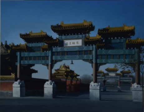 王明贤《风景忆当年——大高玄殿与牌楼》140×110cm 布面油画 2016
王明贤《风景忆当年——大高玄殿与牌楼》140×110cm 布面油画 2016