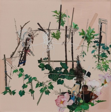 《自留地-障 》42×42cm 丝绸上国画,油性颜料 2020
《自留地-障 》42×42cm 丝绸上国画,油性颜料 2020