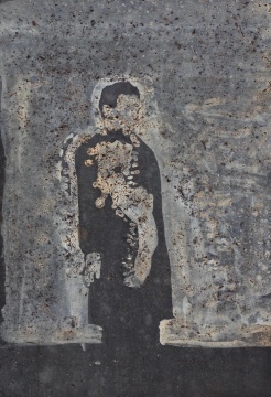 《Figure 3/12/28* 》 15 x 10.3 cm 丙烯、碳粉、沙子、纸板 2012
