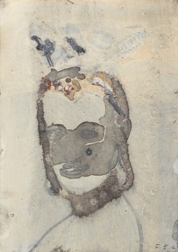 《M12/49* 》 14.8 x 10.4 cm 丙烯、碳粉、泥土、纸板 2012
