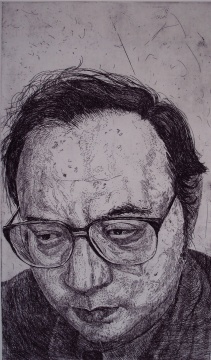 王岩 《年轻学者》 50×30cm 铜版画 2005
