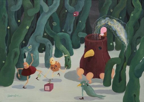 唐多鹏,《灵魂之森系列8:落絮》,2021,画布亚克力,50x70 cm,作品由传承艺术中心提供
唐多鹏,《灵魂之森系列8:落絮》,2021,画布亚克力,50x70 cm,作品由传承艺术中心提供