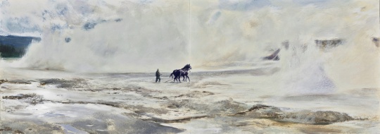 刘海辰 《远程》 纸本油画棒 38x102cm 2021
刘海辰 《远程》 纸本油画棒 38x102cm 2021