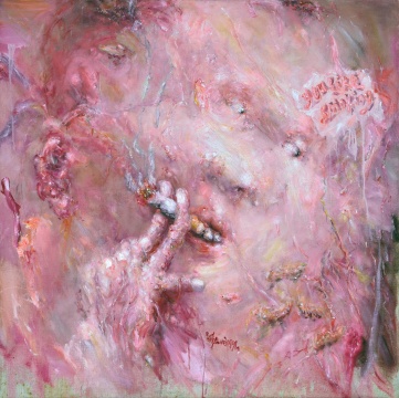 刘炜  《你吸烟吗》100 x 100cm 油彩 画布1998
估价：3,000,000- 5,000,000港元

