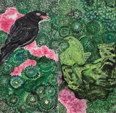 梁缨《绿与黑》290 x 140cm x 2 纸本设色 2021 ©梁缨,图片由艺术家提供
梁缨《绿与黑》290 x 140cm x 2 纸本设色 2021 ©梁缨,图片由艺术家提供