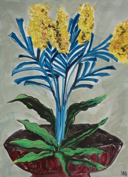 梁缨《黄花蓝叶》198 x 143cm 纸本设色 2021 ©梁缨,图片由艺术家提供
梁缨《黄花蓝叶》198 x 143cm 纸本设色 2021 ©梁缨,图片由艺术家提供