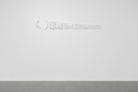 《( )延展的比任何想象的空间都要远》 34(H)×260(W)×6cm 铜,烤漆 2021本语句源自乔治·巴塔耶的小说《不可能性》。在其语句上,艺术家将其主语部分以“( )”来替代。它们呈现出一种受外力干扰的状态。 《( )延展的比任何想象的空间都要远》 34(H)×260(W)×6cm 铜,烤漆 2021本语句源自乔治·巴塔耶的小说《不可能性》。在其语句上,艺术家将其主语部分以“( )”来替代。它们呈现出一种受外力干扰的状态。