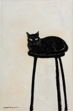 《大个儿家的猫》 121 × 80 cm 布面油画 2019
《大个儿家的猫》 121 × 80 cm 布面油画 2019
