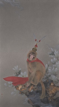 李娜《大圣》90x50cm 纸本设色 2018
李娜《大圣》90x50cm 纸本设色 2018