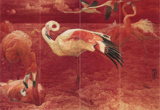 李蒸蒸《爱是什么》108×39cm×4 金笺卡板通景四条屏 2020
李蒸蒸《爱是什么》108×39cm×4 金笺卡板通景四条屏 2020