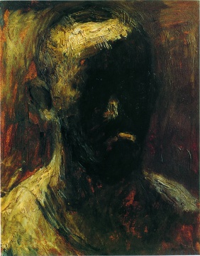 王玉平《自画像》 35x44.6cm   木板油画  1986 
