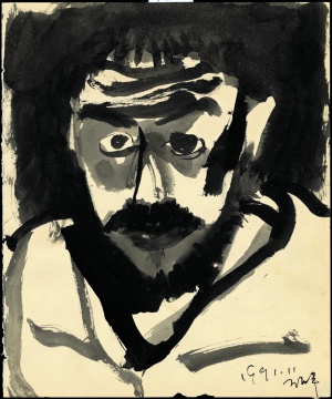 王玉平《自画像》25x18cm 水墨 1991
王玉平《自画像》25x18cm 水墨 1991