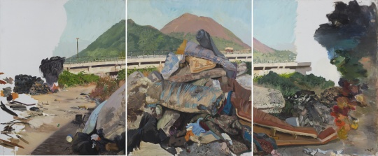 刘小东 （b.1963） 
《上火(三联作)》  
布面油画 
250×600 cm
2008


