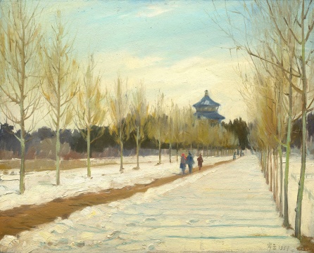宋步云《天坛冬雪》46×56.5cm 木板油彩 1957
宋步云《天坛冬雪》46×56.5cm 木板油彩 1957