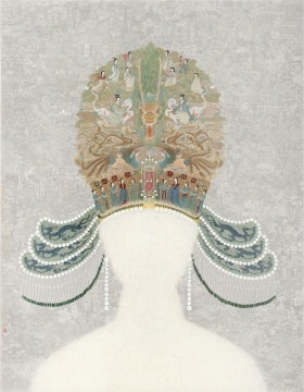 王依雅 《繁空录·高宗皇后冠》 182×142cm 绢本设色 2021
