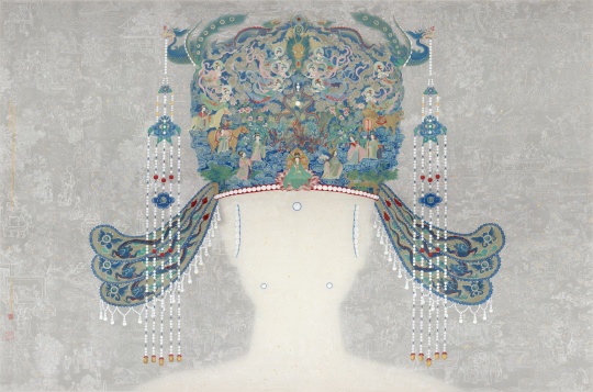 王依雅 《繁空录·太祖皇后冠》 138×208cm 绢本设色 2021
王依雅 《繁空录·太祖皇后冠》 138×208cm 绢本设色 2021